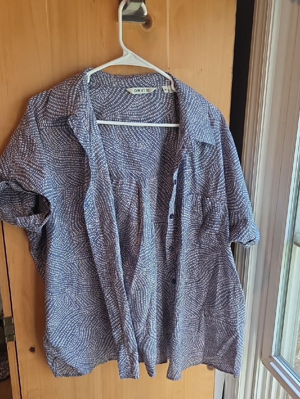 Orvis Blue Printed Short-Sleeve Button-Down Shirt